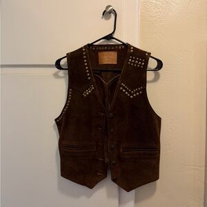 Free People Brown Suede Studded Vest